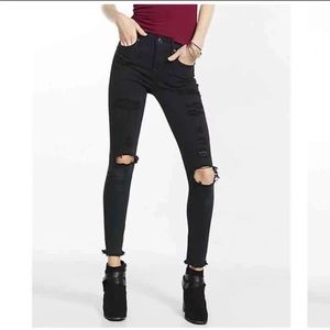 SOLD Express Ripped Black Mid Rise Jeans
